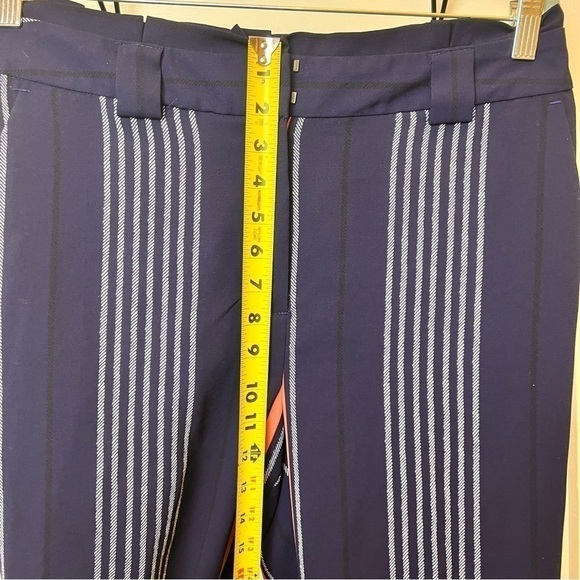 Express Dress Pants Womens Size 10 Ankle High Rise Striped Blue Pink Coral Work - Picture 6 of 9
